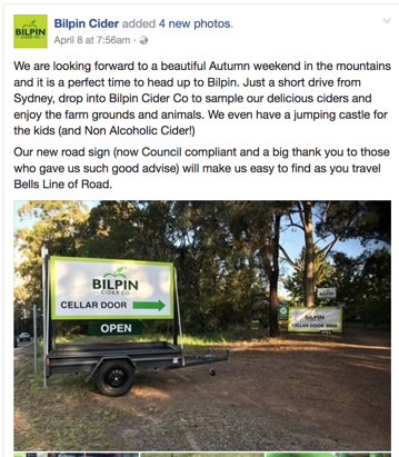 Bilpin Cider advertising trailer