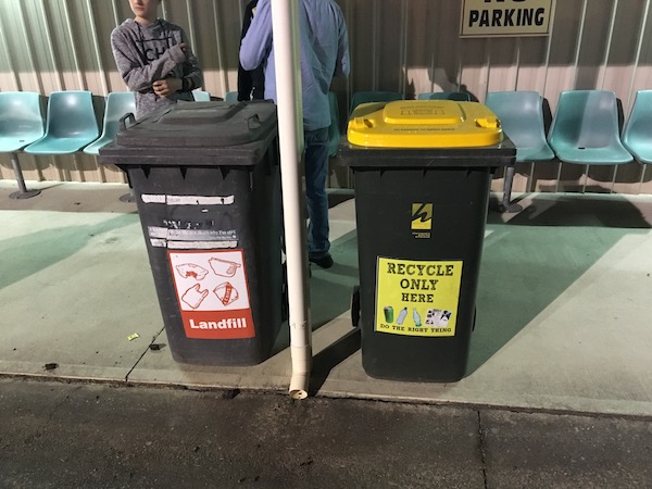 Recycling bins at showground