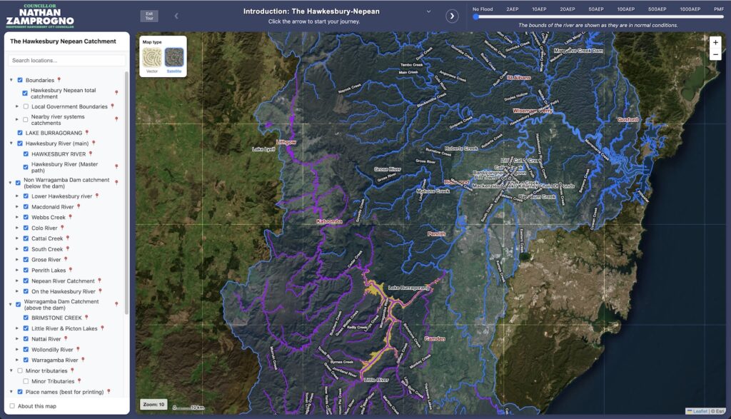 Interactive Map of the Hawkesbury Nepean River and its tributaries