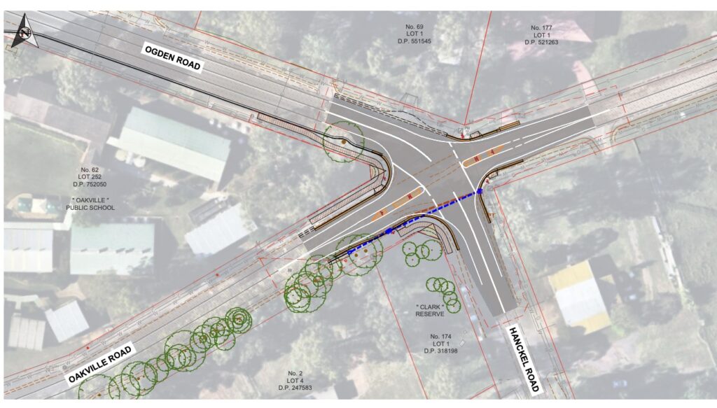 Intersection upgrade, median strips and pedestrian refuge islands now funded under the Federal Blackspots Program.